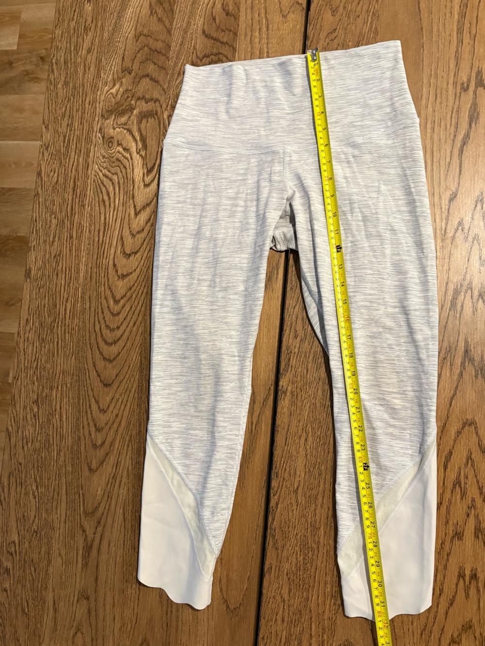 Lululemon Wunder Under Reversible Foldover Waist Leggings Gray White Stripe